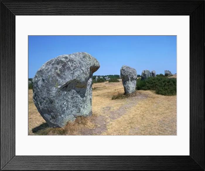 Framed Print : Megalithic alignments at Menec, 34th century BC Framed Print : Megalithic alignments at Menec, 34th century BC