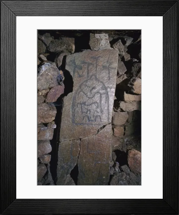 Framed Print : Engraved support from a tumulus, Prehistoric Framed Print : Engraved support from a tumulus, Prehistoric