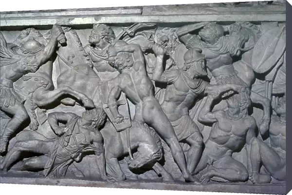 Frieze showing Roman soldiers fighting barbarians