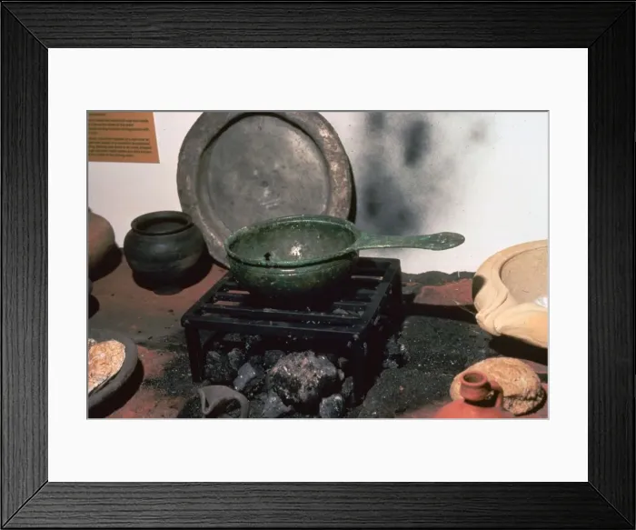 Framed Print : Reconstruction of a Roman kitchen
