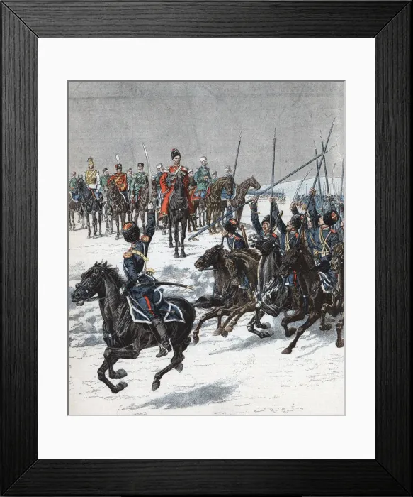 Framed Print : Tsar Nicholas II reviewing Cossacks, Russo-Japanese War, 1904-5 Framed Print : Tsar Nicholas II reviewing Cossacks, Russo-Japanese War, 1904-5