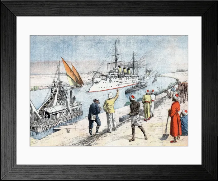 Framed Print : Russian warships passing through the Suez Canal, Russo-Japanese War, 1904-5 Framed Print : Russian warships passing through the Suez Canal, Russo-Japanese War, 1904-5