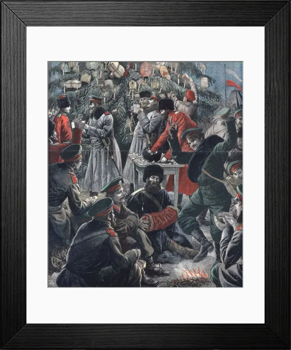 Framed Print : Russian soldiers celebrating Christmas, Russo-Japanese War, 1904-5