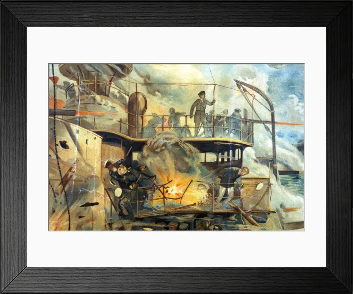 Framed Print : Naval battle between Russian and Japanese fleets, Russo-Japanese War, 1904-5 Framed Print : Naval battle between Russian and Japanese fleets, Russo-Japanese War, 1904-5