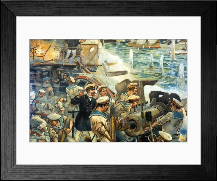 Framed Print : Naval battle between Russian and Japanese fleets, Russo-Japanese War, 1904-5 Framed Print : Naval battle between Russian and Japanese fleets, Russo-Japanese War, 1904-5