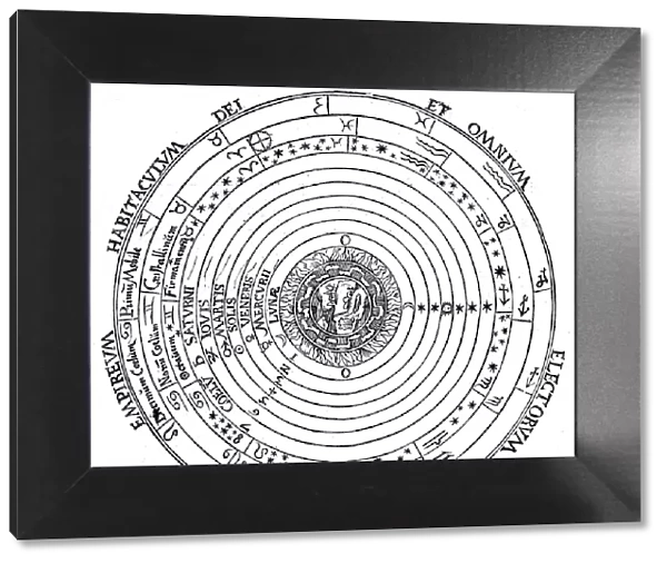 Diagram showing Geocentric system of universe, 1539. Artist: Petrus Apianus