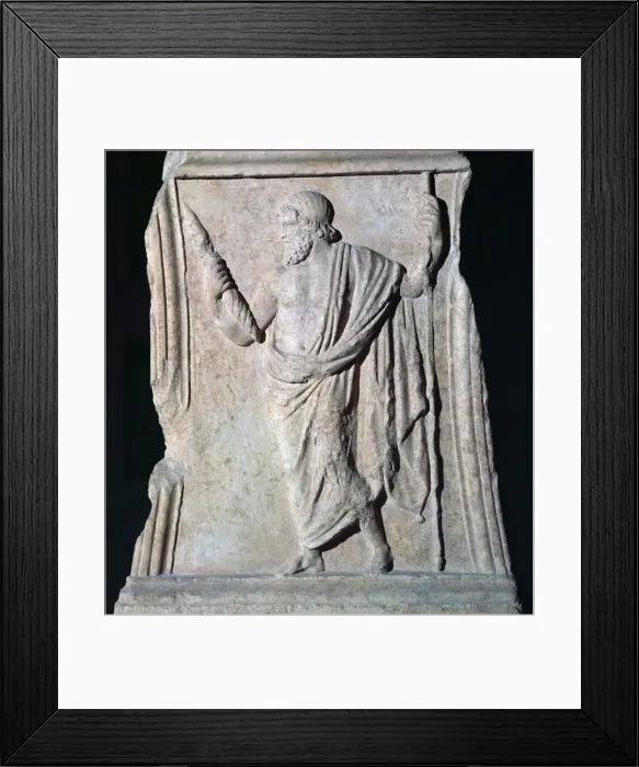 Framed Print : Archaic Roman relief of Jupiter