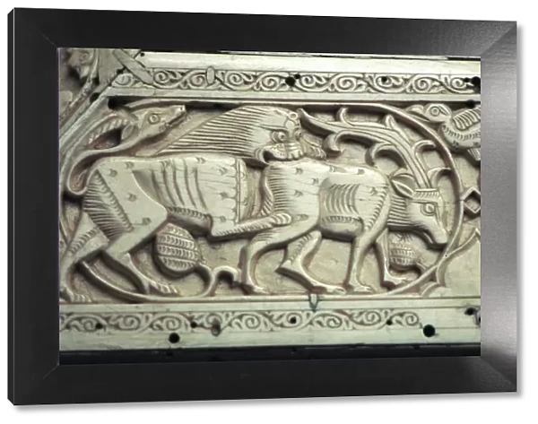 Detail of an Islamic ivory box, 11th century