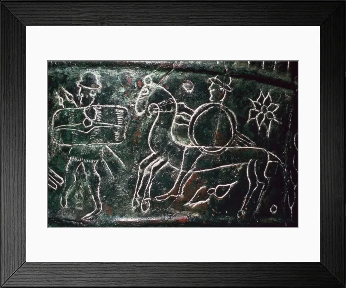 Framed Print : Detail of a bronze situala with Etruscan soldiers, 5th century BC Framed Print : Detail of a bronze situala with Etruscan soldiers, 5th century BC