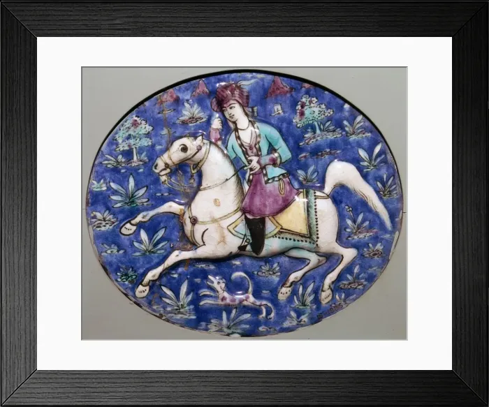 Framed Print : Persian tile depicting a horseman, 19th century Framed Print : Persian tile depicting a horseman, 19th century