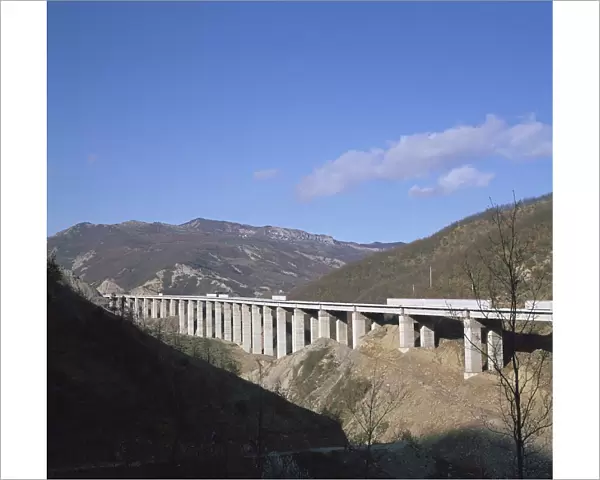 A new motorway being built, cutting through the Apennines