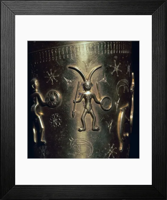 Framed Print : Detail of a copy of a Celtic gold drinking horn, 3rd century Framed Print : Detail of a copy of a Celtic gold drinking horn, 3rd century