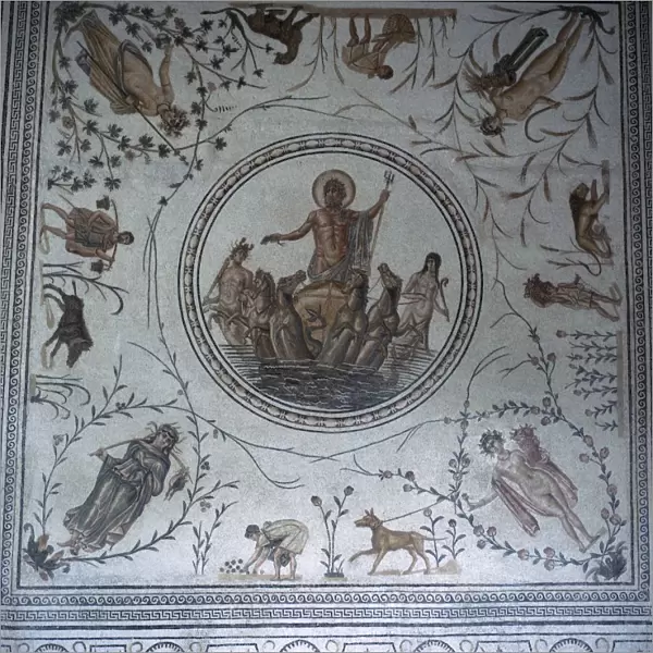 Roman mosaic showing the triumph of Neptune, 1st century