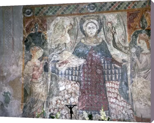 Gothic wall painting in St James church in Koszeg, Hungary, 15th century