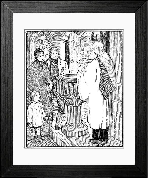 Framed Print : Artisan family having their child baptised Framed Print : Artisan family having their child baptised