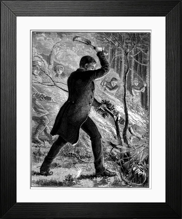 Framed Print : Charles Kingsley fighting a fire, British writer and cleric Framed Print : Charles Kingsley fighting a fire, British writer and cleric