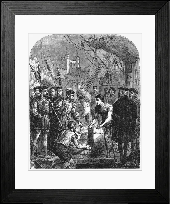 Framed Print : The Bible being smuggled into England, 1536 (1877) Framed Print : The Bible being smuggled into England, 1536 (1877)