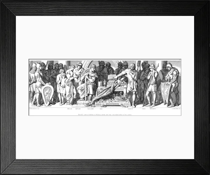 Framed Print : King Harold swears allegiance to William of Normandy, c1866. Artist: Daniel Maclise Framed Print : King Harold swears allegiance to William of Normandy, c1866. Artist: Daniel Maclise
