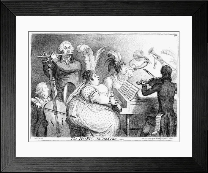 Framed Print : The Pic-Nic Orchestra, James Gilray, 1802. Artist: James Gillray Framed Print : The Pic-Nic Orchestra, James Gilray, 1802. Artist: James Gillray
