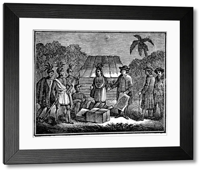 Framed Print : William Penn with Native Americans, English Quaker colonist, 1830 Framed Print : William Penn with Native Americans, English Quaker colonist, 1830