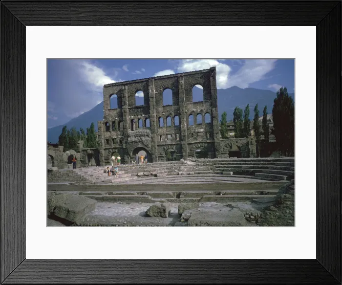 Framed Print : Roman theatre at Aosta, Italy, 25th century BC Framed Print : Roman theatre at Aosta, Italy, 25th century BC