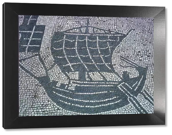 Roman mosaic of a merchant ship, 2nd century