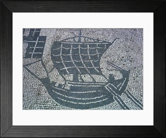 Framed Print : Roman mosaic of a merchant ship, 2nd century Framed Print : Roman mosaic of a merchant ship, 2nd century
