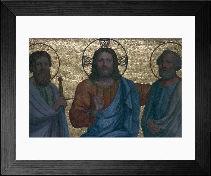 Framed Print : Early Christian mosaic of Christ with the Saints Paul and Peter, 1st century Framed Print : Early Christian mosaic of Christ with the Saints Paul and Peter, 1st century