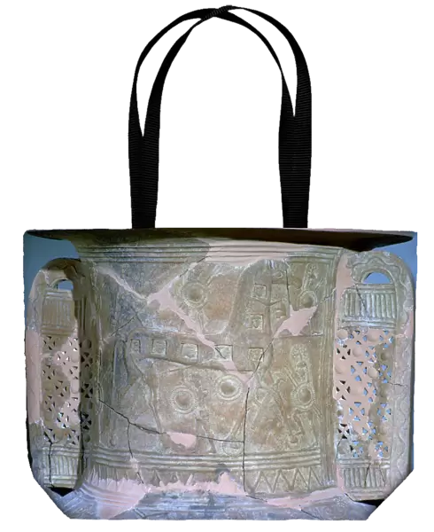 Funerary vase with a relief decoration of the horse of Troy, 7th century BC