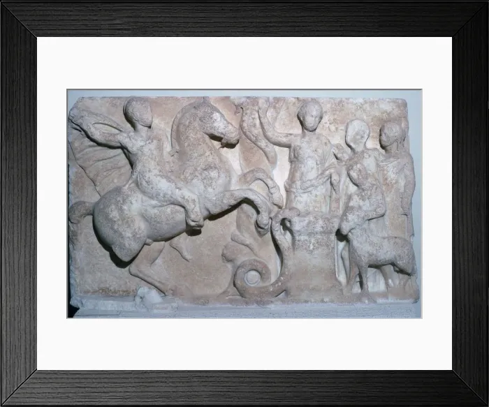 Framed Print : Marble votive relief of a Hero Rider from the Cyclades Framed Print : Marble votive relief of a Hero Rider from the Cyclades