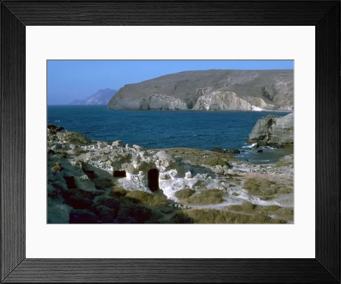 Framed Print : Phyllakopi on Milos, an ancient centre of the obsidian trade, 31st century BC Framed Print : Phyllakopi on Milos, an ancient centre of the obsidian trade, 31st century BC