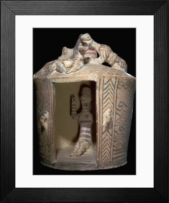 Framed Print : Minoan pottery shrine containing a goddess Framed Print : Minoan pottery shrine containing a goddess