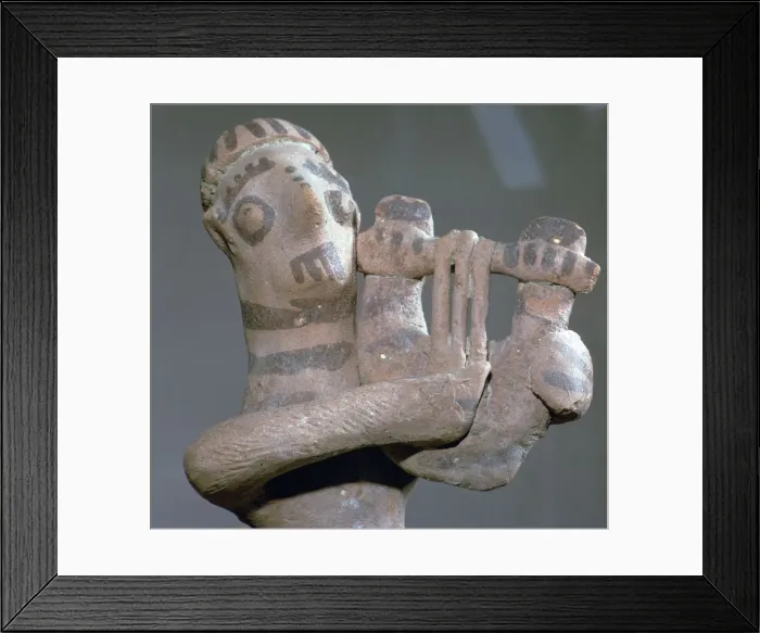 Framed Print : Minoan terracotta figure of a lyre-player, 8th century BC Framed Print : Minoan terracotta figure of a lyre-player, 8th century BC