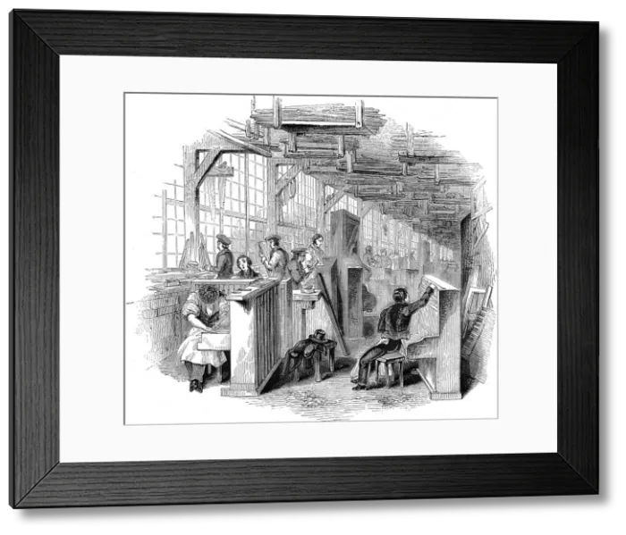 Framed Print : Broadwoods piano factory, Horseferry Road, Westminster, London, 1842 Framed Print : Broadwoods piano factory, Horseferry Road, Westminster, London, 1842