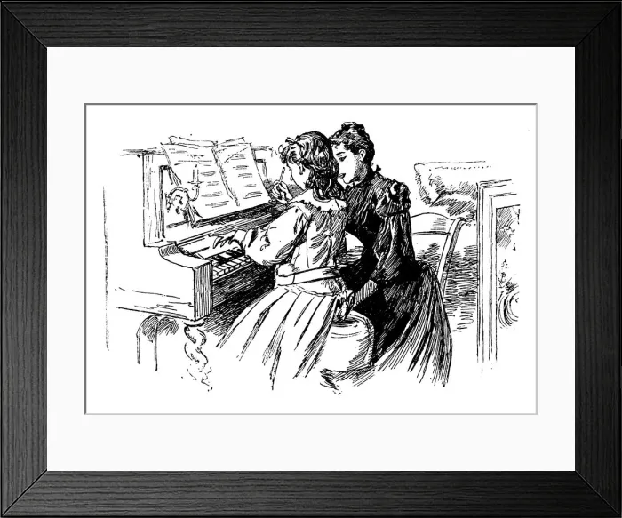 Framed Print : Young girl being given a piano lesson, Paris, 1889 Framed Print : Young girl being given a piano lesson, Paris, 1889