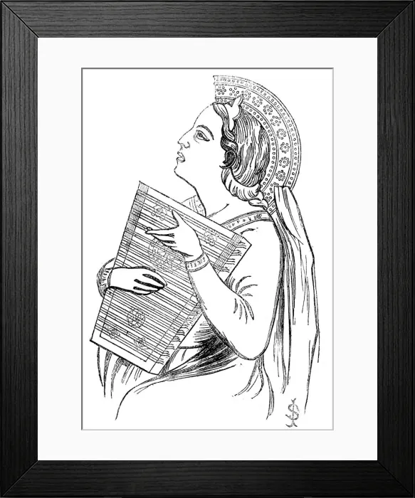 Framed Print : Woman playing a playing a Psaltery, c1840 Framed Print : Woman playing a playing a Psaltery, c1840