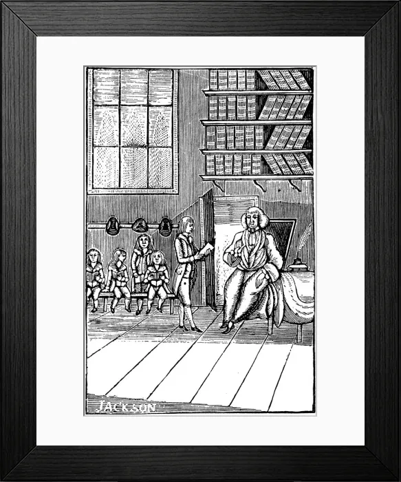 Framed Print : Schoolmaster and his pupils, 18th century