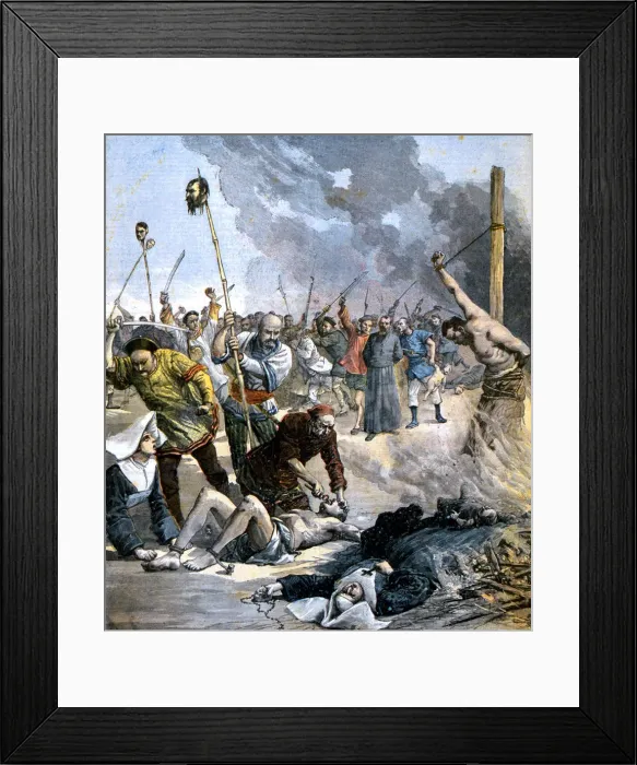 Framed Print : Torture and murder of Christian nuns and priests during the Boxer rising in China, 1891