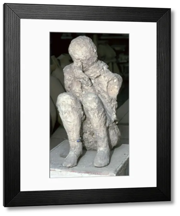 Framed Print : Cast of a victim of the eruption of Vesuvius, 1st century Framed Print : Cast of a victim of the eruption of Vesuvius, 1st century
