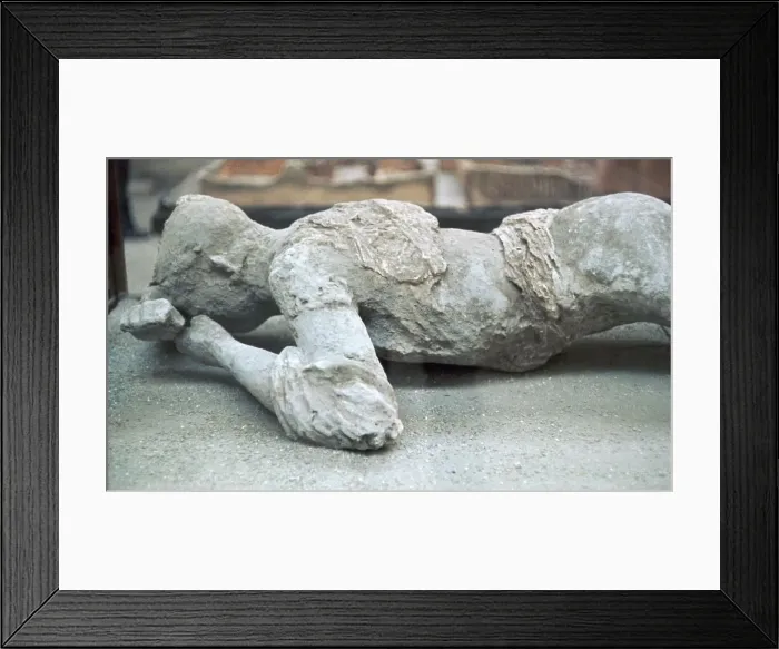 Framed Print : Cast of a victim of the eruption of Vesuvius, 1st century