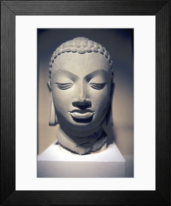 Framed Print : Stone head of Buddha, Gupta, India, 5th century Framed Print : Stone head of Buddha, Gupta, India, 5th century