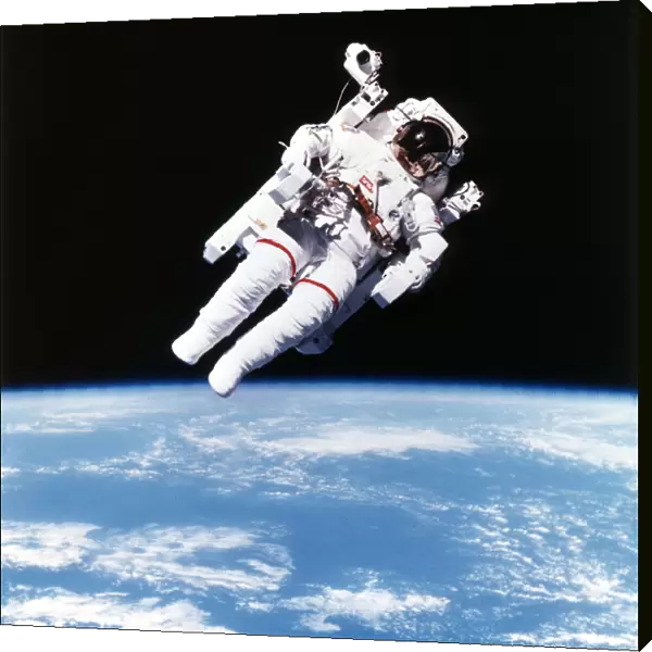 US Astronaut Bruce McCandless spacewalking, 1984