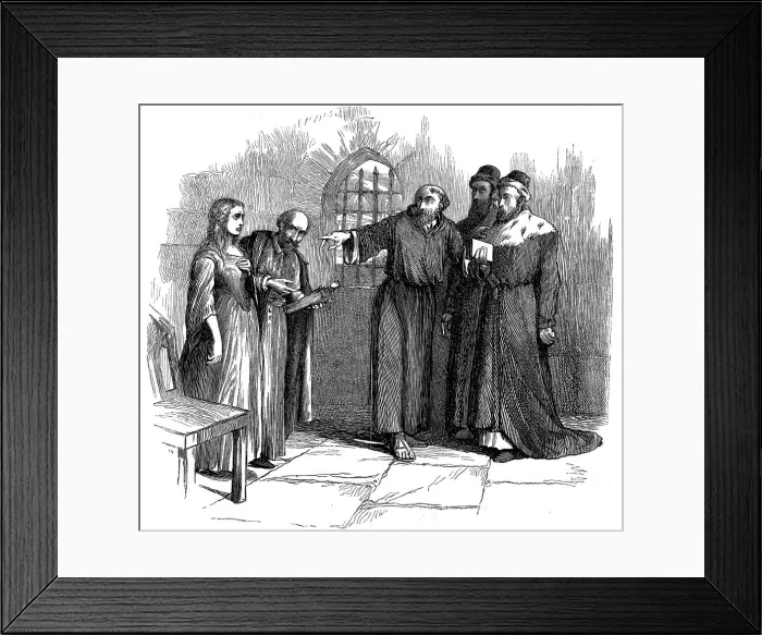 Framed Print : Lucrezia Castellani before Inquisitors after banned Waldenses service, c1476 (19th century) Framed Print : Lucrezia Castellani before Inquisitors after banned Waldenses service, c1476 (19th century)