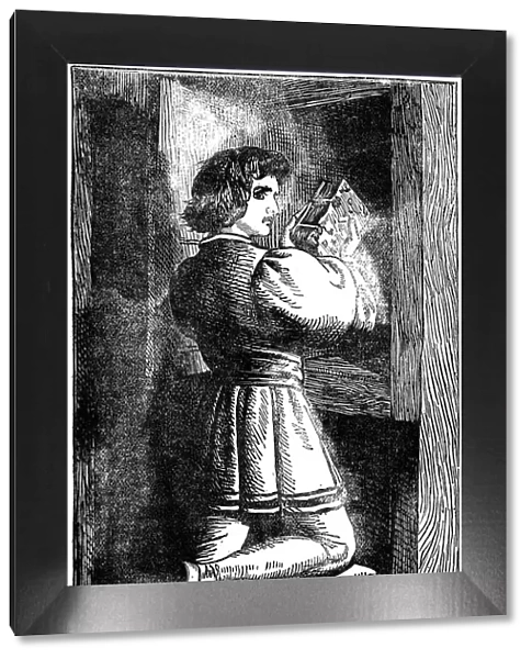 Waldensian youth hiding his vernacular Bible c1200 (19th century)