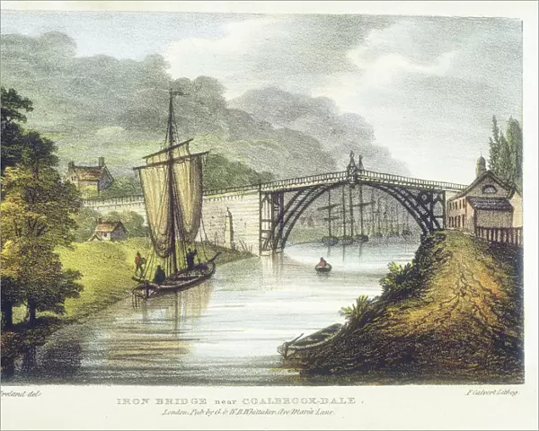 Iron bridge across the Severn at Ironbridge, Coalbrookdale, England, built 1779 (1795). Artist: Samuel Ireland