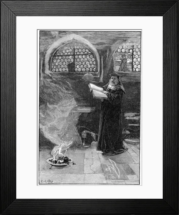 Framed Print : Dr Faustus (1488-1541) conjuring up Mephistopheles Framed Print : Dr Faustus (1488-1541) conjuring up Mephistopheles