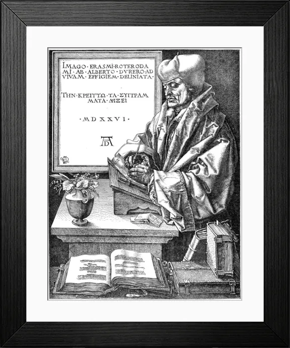 Framed Print : Desiderus Erasmus using writing slope (1465-1536), Dutch humanist and scholar Framed Print : Desiderus Erasmus using writing slope (1465-1536), Dutch humanist and scholar