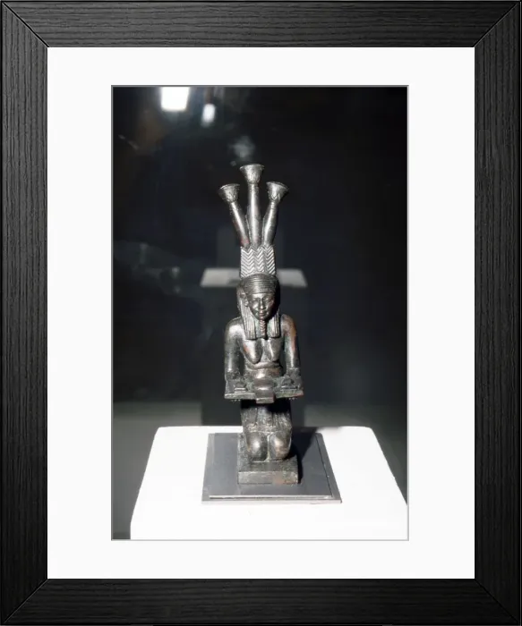 Framed Print : Bronze Spirit of the Nile statuette with offering, Late Period, c664BC-323BC Framed Print : Bronze Spirit of the Nile statuette with offering, Late Period, c664BC-323BC