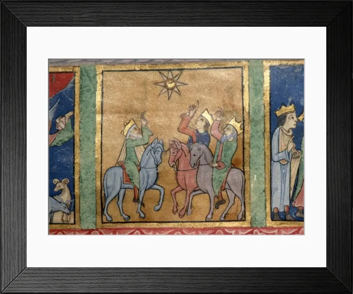 Framed Print : Detail of a Psalter: the Magi follow the Star, c1140 Framed Print : Detail of a Psalter: the Magi follow the Star, c1140
