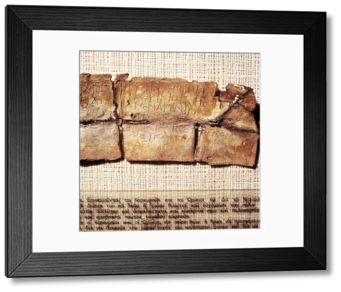 Framed Print : Lead plaque from Sanctuary at Altar of Zeus, Dobona, Epirus, Greece, c214 BC Framed Print : Lead plaque from Sanctuary at Altar of Zeus, Dobona, Epirus, Greece, c214 BC